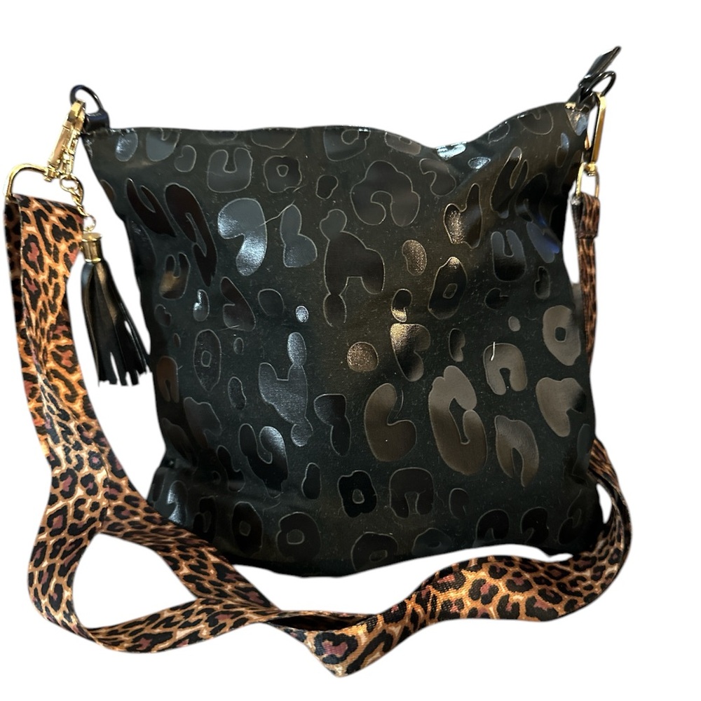 Leopard Strap Black Designer Bag